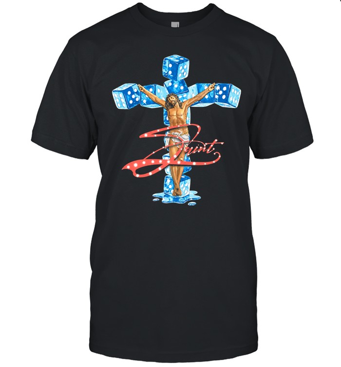Saint Jesus Christ on a Cross Made of Ice Dice Unisex T-Shirt