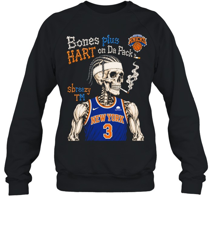 Skeleton Josh Hart New York Knicks Bones plus HART on Da Pack Sweatshirt