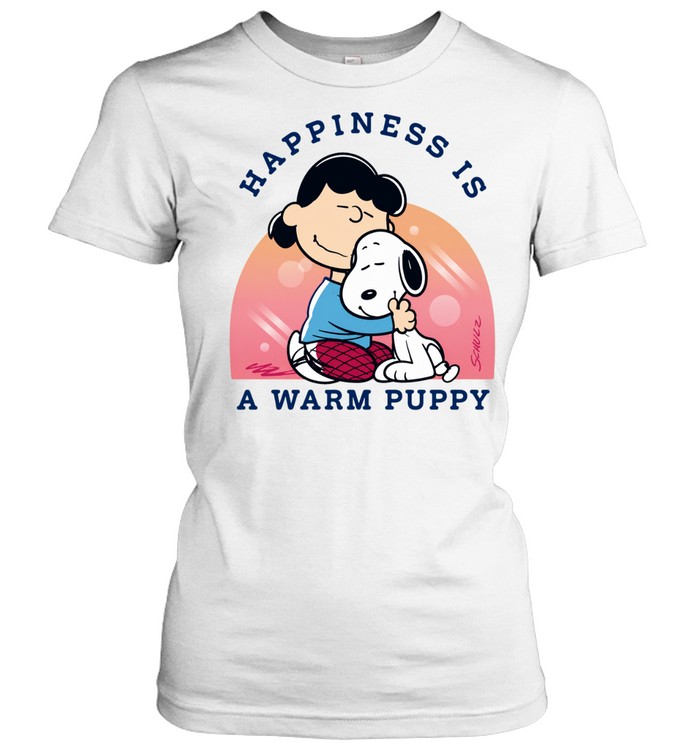 Snoopy and Lucy Van Pelt Happiness Is A Warm Puppy Women T-Shirt