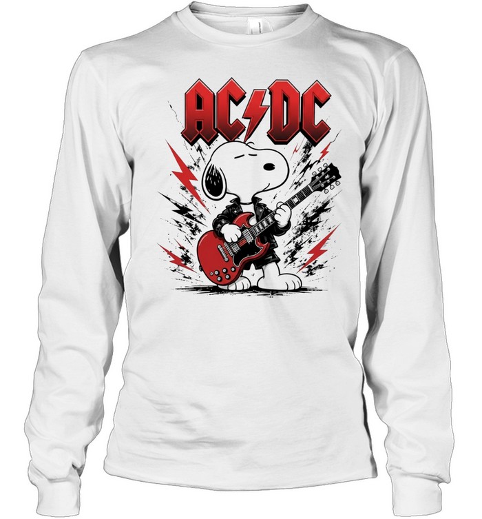 Snoopy playing electric guitar Long Sleeve Tee