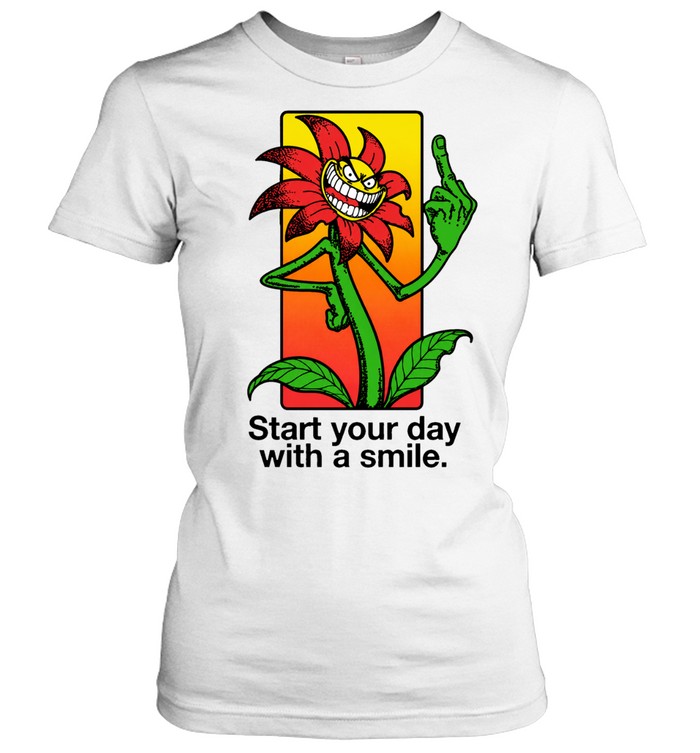 Start Your Day with a Smile Angry Flower Middle Finger Women T-Shirt