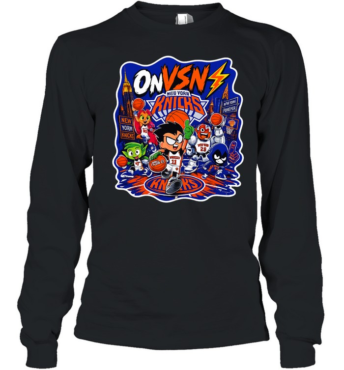 Teen Titans New York Knicks ONVSN NEW YORK FOREVER skyline Long Sleeve Tee