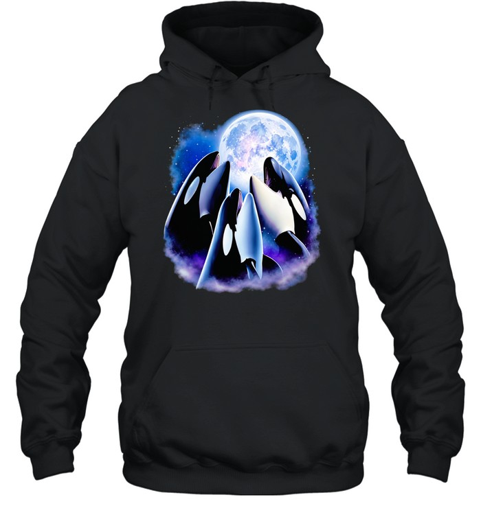 Three whales moon parody Hoodie