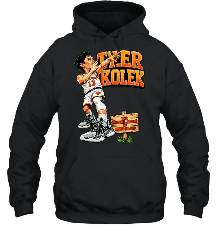 Tyler Kolek New York Knicks player caricature the Michael Jordan of Rhode Island Hoodie