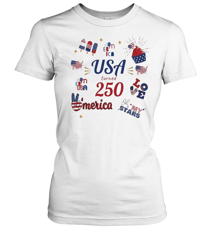 USA turned 250 merica Bed Wine Blue Love Oh my Stars Patriotic Fourth of July Women T-Shirt