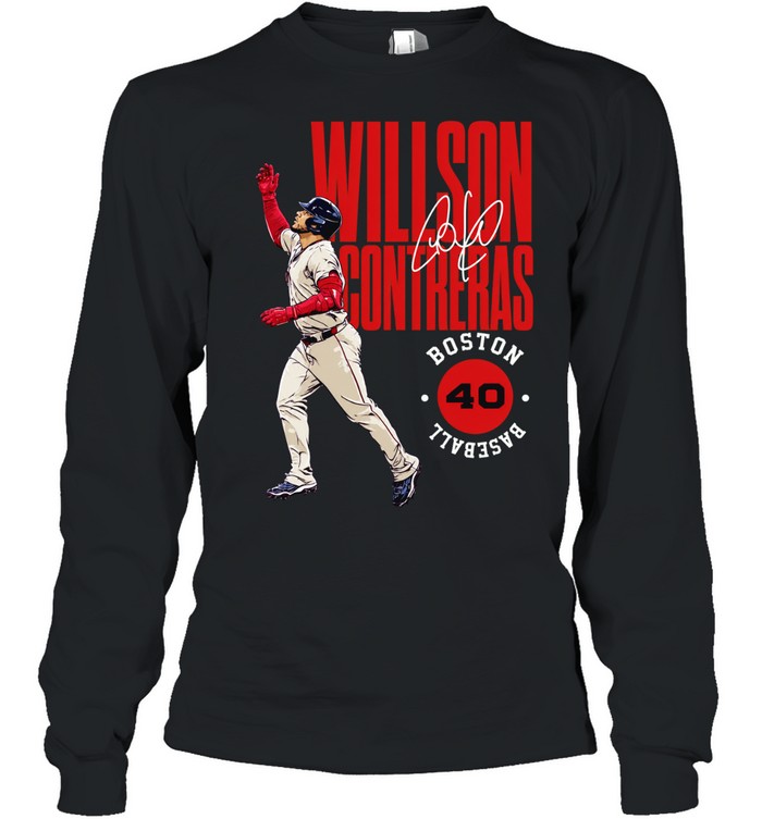 Willson Contreras Boston Red Sox Baseball 40 Signature Long Sleeve Tee